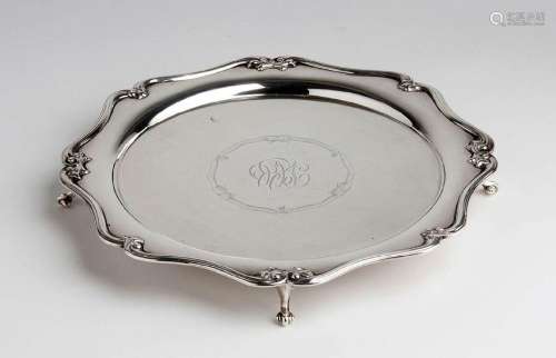 English Edwardian sterling silver salver - Sheffield 1905, m...