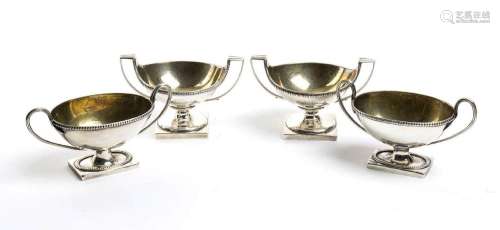 Two pair oEnglish georgian  salt cellars - London 1802, mark...