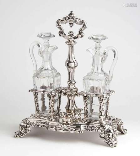 French Napoleon III oil and vinegar silver cruet set - Paris...