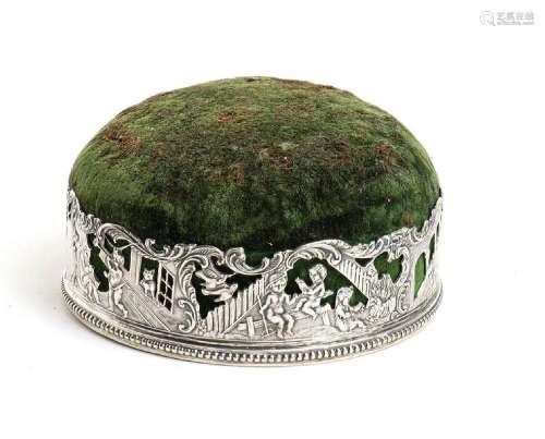 German silver pin cushion - late 19th early 20th century