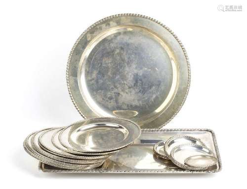 Set of 12 silver bowls with dish - Milan 1935-1945, silversm...