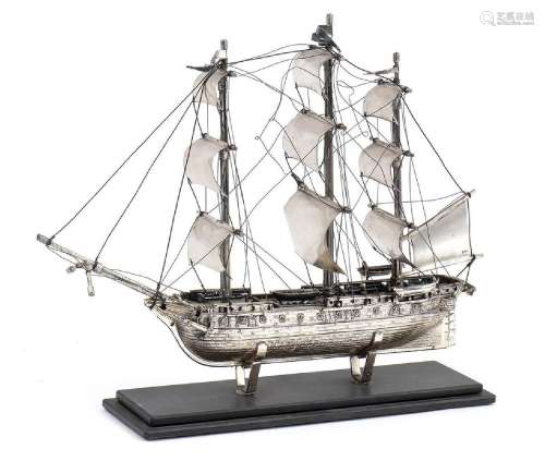 <br />
Italian sterling silver model of a ship - 20th Centur...