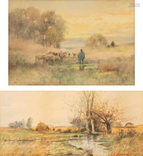 Two rural landscape scenes, Reuben Le Grande Johnston (Ameri...