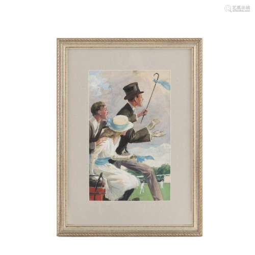 An Edwardian gouache on paper illustration, "Viewing a ...