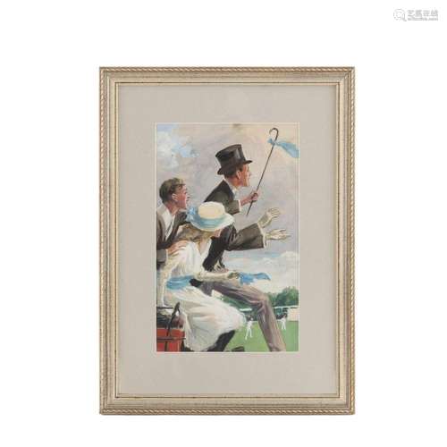 An Edwardian gouache on paper illustration, "Viewing a ...