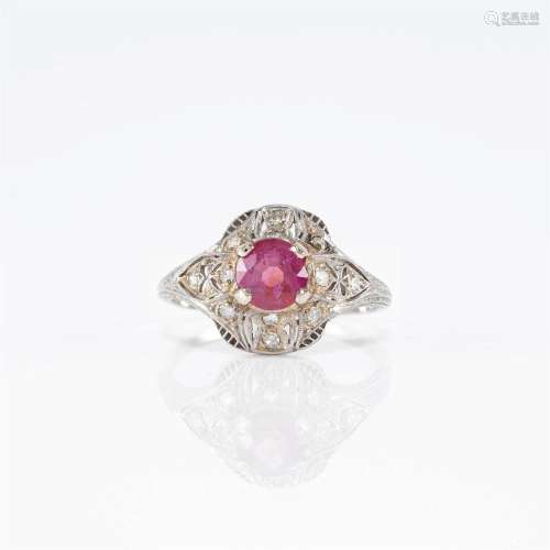 A late Edwardian/early Art Deco platinum, diamond, and ruby ...