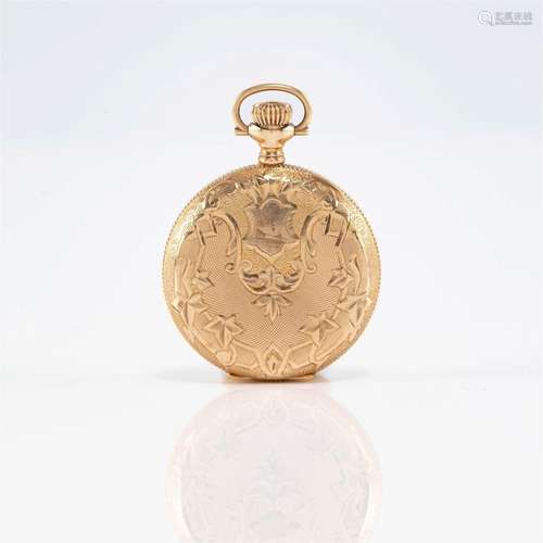 A fourteen karat gold pocket watch, Elgin,