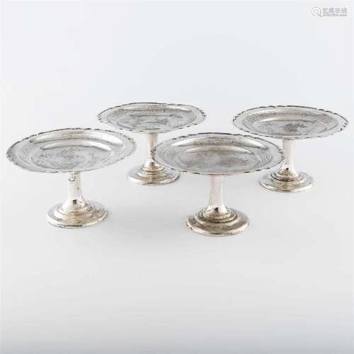 A set of four Chinese export silver tazze,