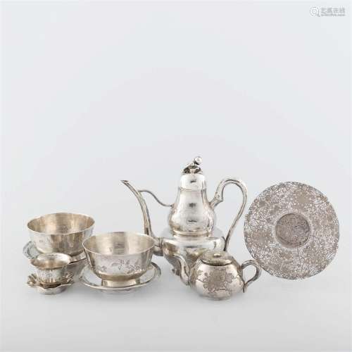 A collection of nine pieces of Chinese export silver,