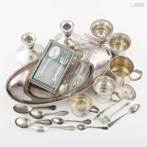 A collection of sterling silver hollowware and flatware,