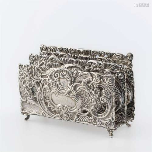 An American sterling silver repousse letter holder