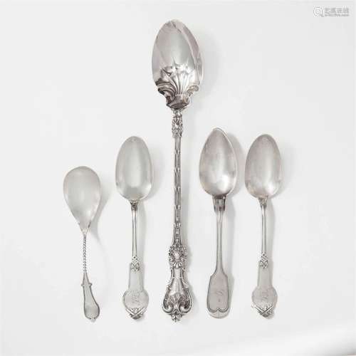 An American sterling silver stuffing spoon