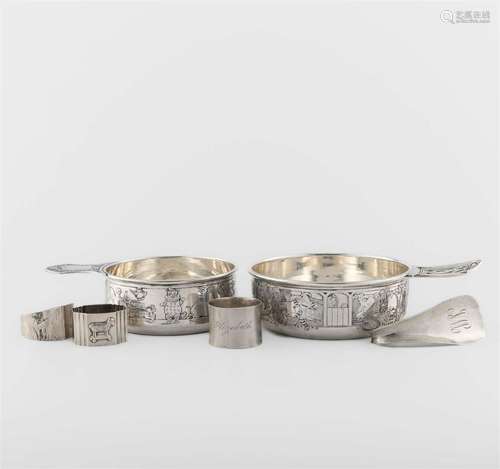 Two American sterling silver porringers