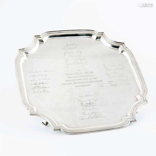 An American sterling silver presentation tray