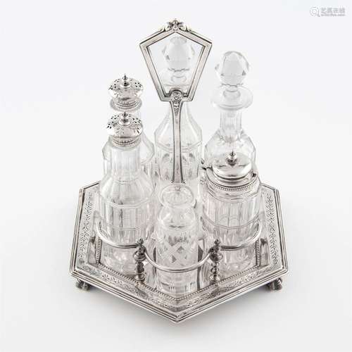 A Victorian silver-plated and sterling silver cruet