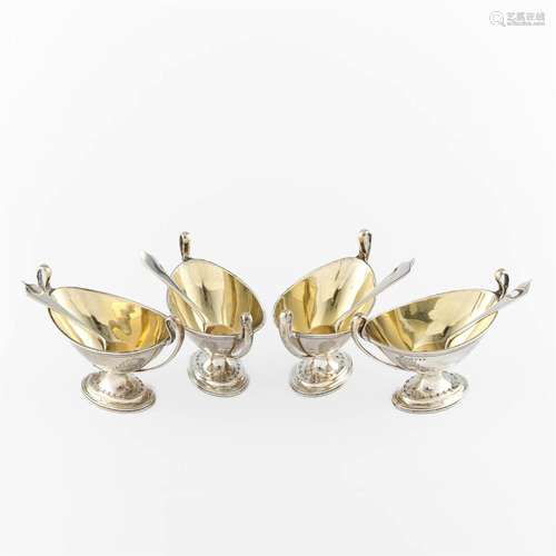 A cased set of four Victorian sterling silver and silver gil...