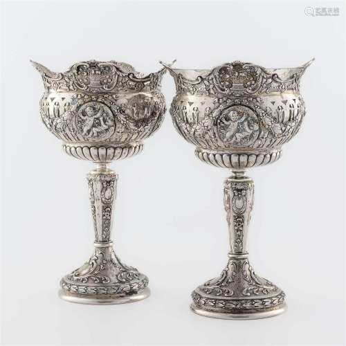 A pair of German silver cups