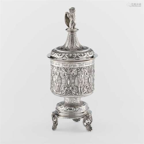 A German Baroque-style silver lidded cup