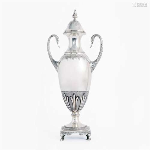 An Italian Neoclassical style silver covered urn