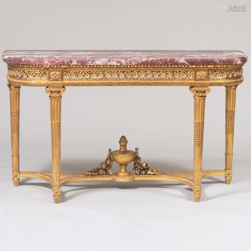 Fine Louis XVI Style Giltwood Console Table