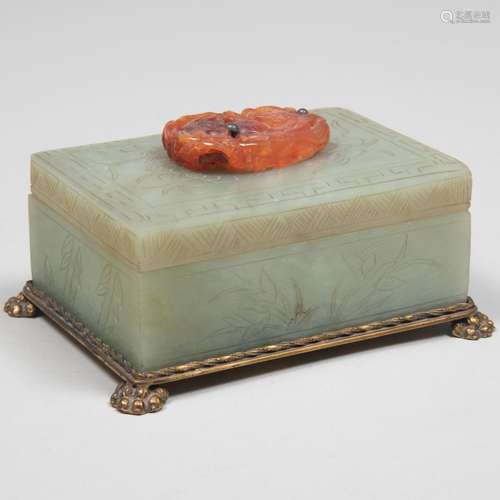 Chinese Gilt-Metal-Mounted Hardstone Box by Nicholas Haydon