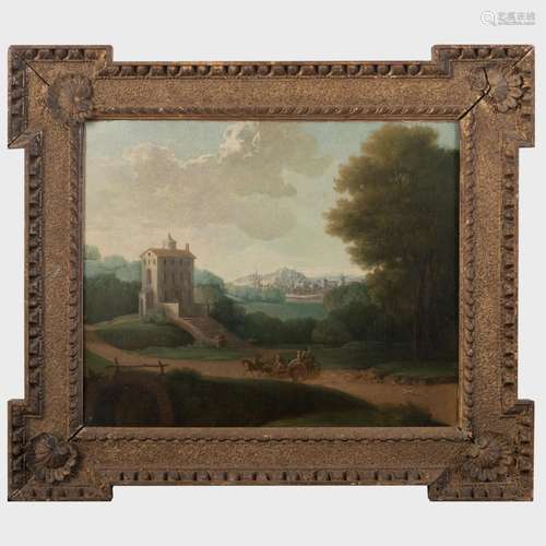 European School: Landscape with Horse and Carriage