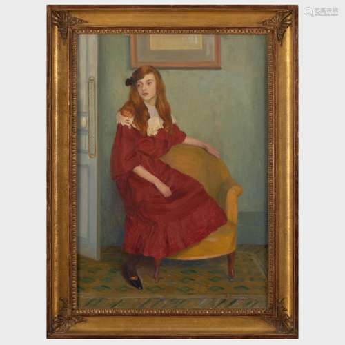 Paul Renaudot (1871-1920): Portrait of a Girl in Red