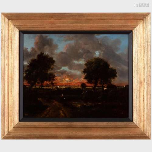 Attributed to Théodore Rousseau (1812-1867): Crepuscule