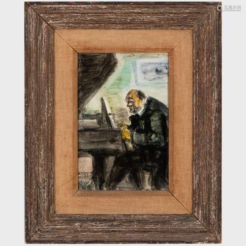 Benjamin Kopman (1887-1965): Man Playing a Piano; and Street...