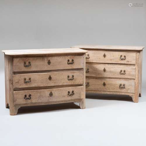 Pair of Italian Baroque Bleached and Painted Walnut Chest of...