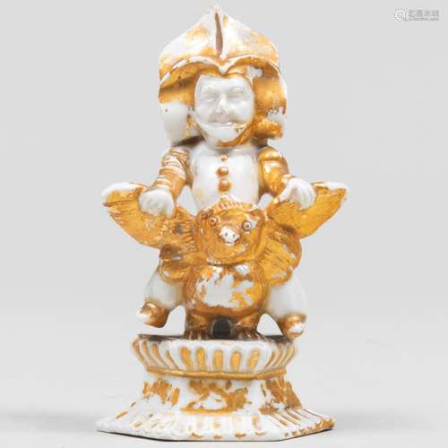 Early Meissen Gilt-Decorated Porcelain Figure of a Dwarf, Af...