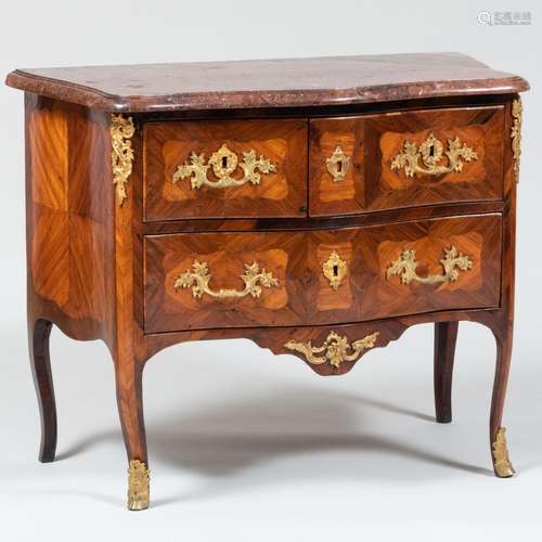 Louis XV Ormolu-Mounted Kingwood and Tulipwood Parquetry Com...