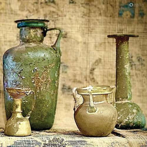 Group of Four Roman Glass Vessels