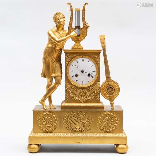 Large Restauration Ormolu Figural Mantel Clock