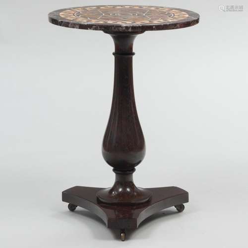 Italian Specimen Marble and Porphyry Pedestal Table