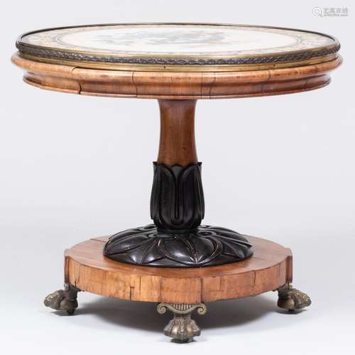 Fine Italian Brass-Mounted Walnut, Ebonized and Scagliola To...