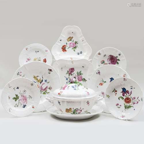 Vienna Porcelain Part Dinner Service with Flowers and Basket...