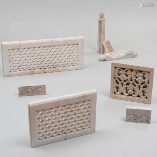Miscellaneous Group of Indian Carved Marble Garden Elements