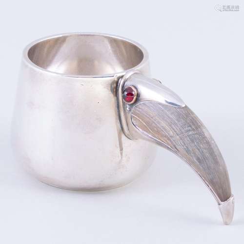 Russian Silver and Horn Mounted Bird Form Cup