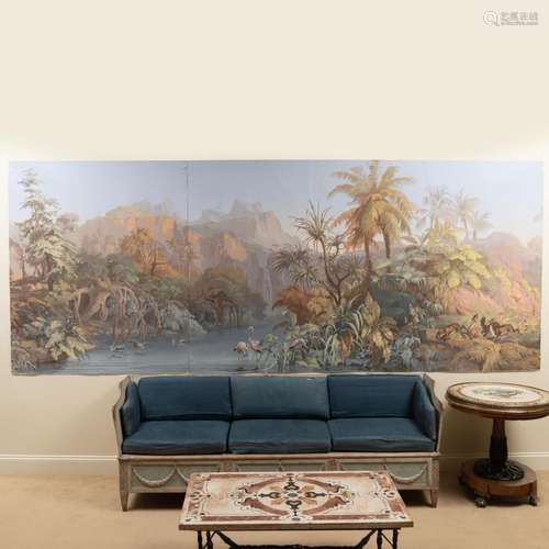 Group of Four Zuber Wallpaper Panels of Les Zones Terrestres