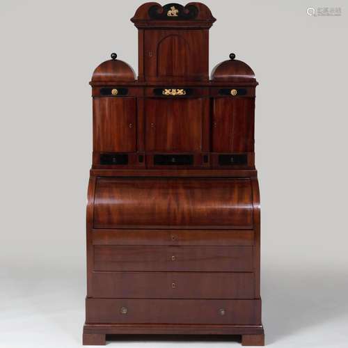 Biedermeier Gilt-Metal-Mounted Mahogany, Burl Birch and Ebon...