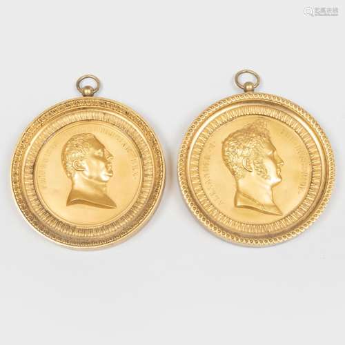 Pair of Galle Gilt-Bronze Portrait Medallions of Alexander I...