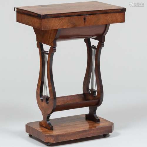 Biedermeier Walnut and Ebonized Work Table