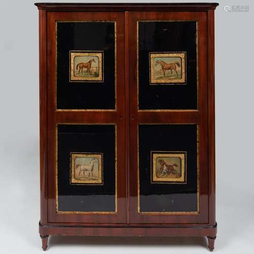 Louis Philippe Mahogany and Verre Églomisé Cabinet