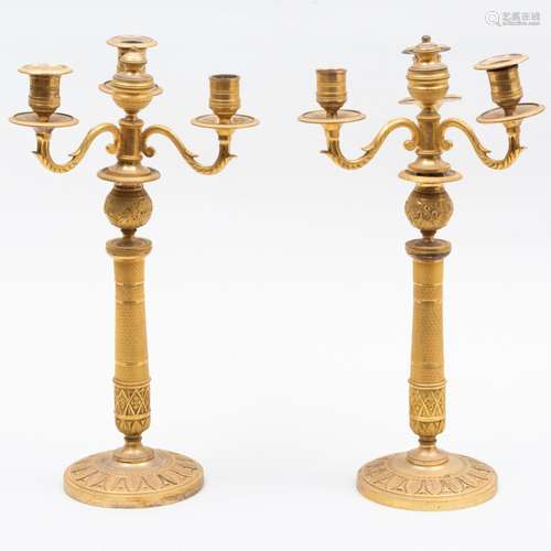 Pair of Charles X Ormolu Three-Light Candelabra