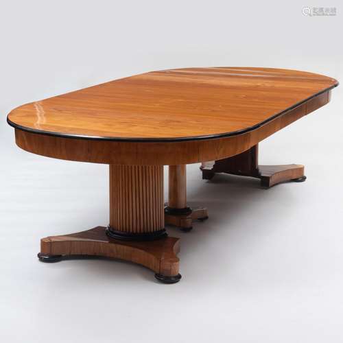 Biedermeier Cherry and Ebonized Extension Dining Table      ...