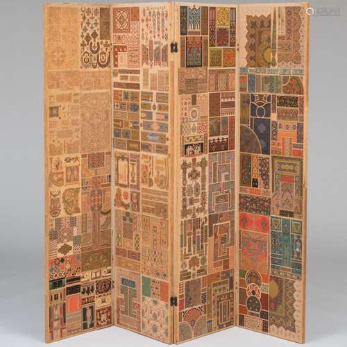 Large Decoupage Four-Panel Folding Screen