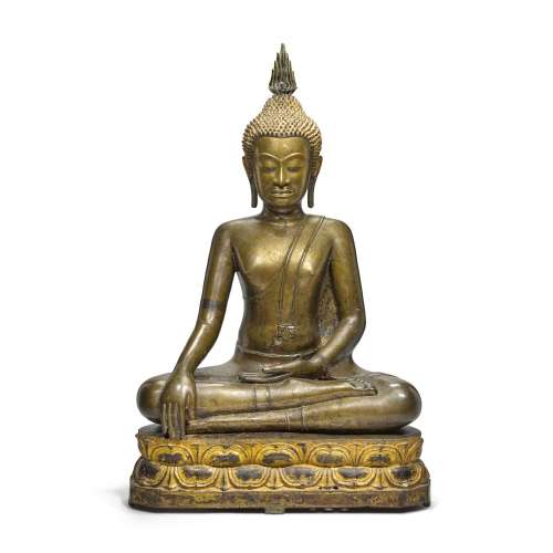 A large bronze figure of Shakyamuni Buddha, Thailand, U-Thon...