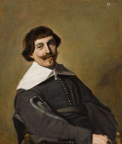 Portrait of a man, three-quarter-length, wearing black with ...