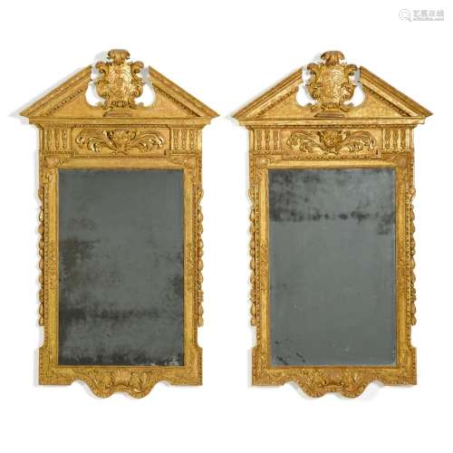 A pair of George II giltwood pier mirrors, circa 1730-40